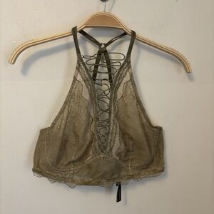Victorias Secret Lace‎ Bralette Green High Neck Sexy Lingerie L